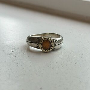 David & Ronnie ss & gold ring with Citrine stone